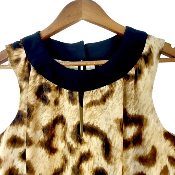 Nicole Miller Keyhole Sleeveless Halter Leopard 60s Mod Glam Cocktail Dress Sz 6 - Picture 9 of 14